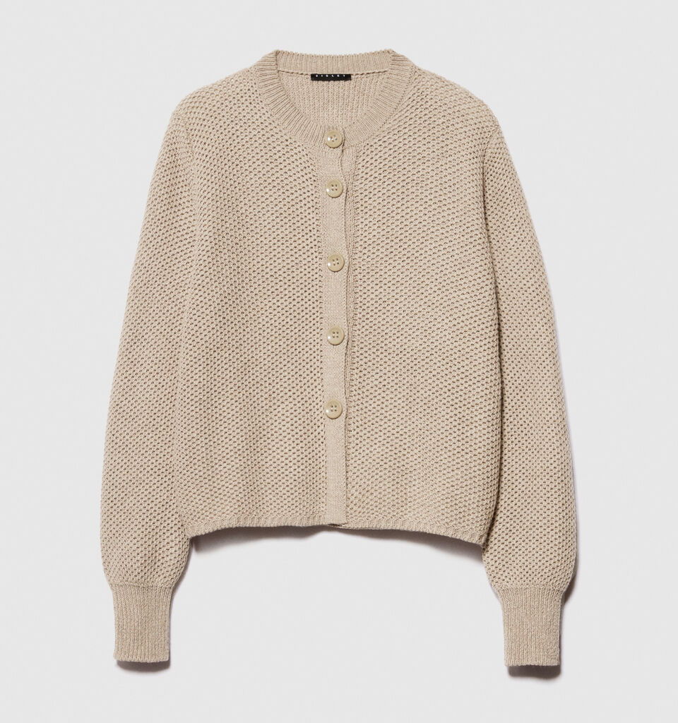 Cardigan with buttons - women's cardigans - Beige | Sisley image number 6
